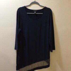 Alfani Women's 3/4 Sleeve Tunic Top with Asymmetrical Hem